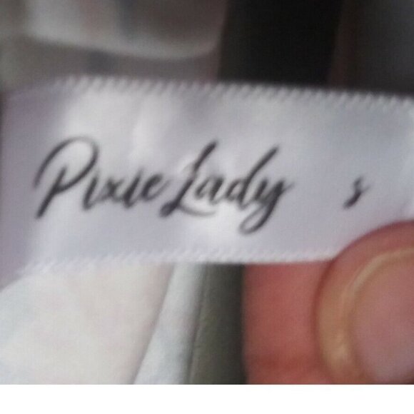 Womens Career Sheath dress Pixie Lady Black Floral Sz 8 drawstring waist STRETCH - Picture 6 of 8